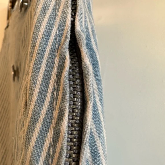 Zara Blue Striped A-Line Skirt with Buttons Small - Picture 3 of 5